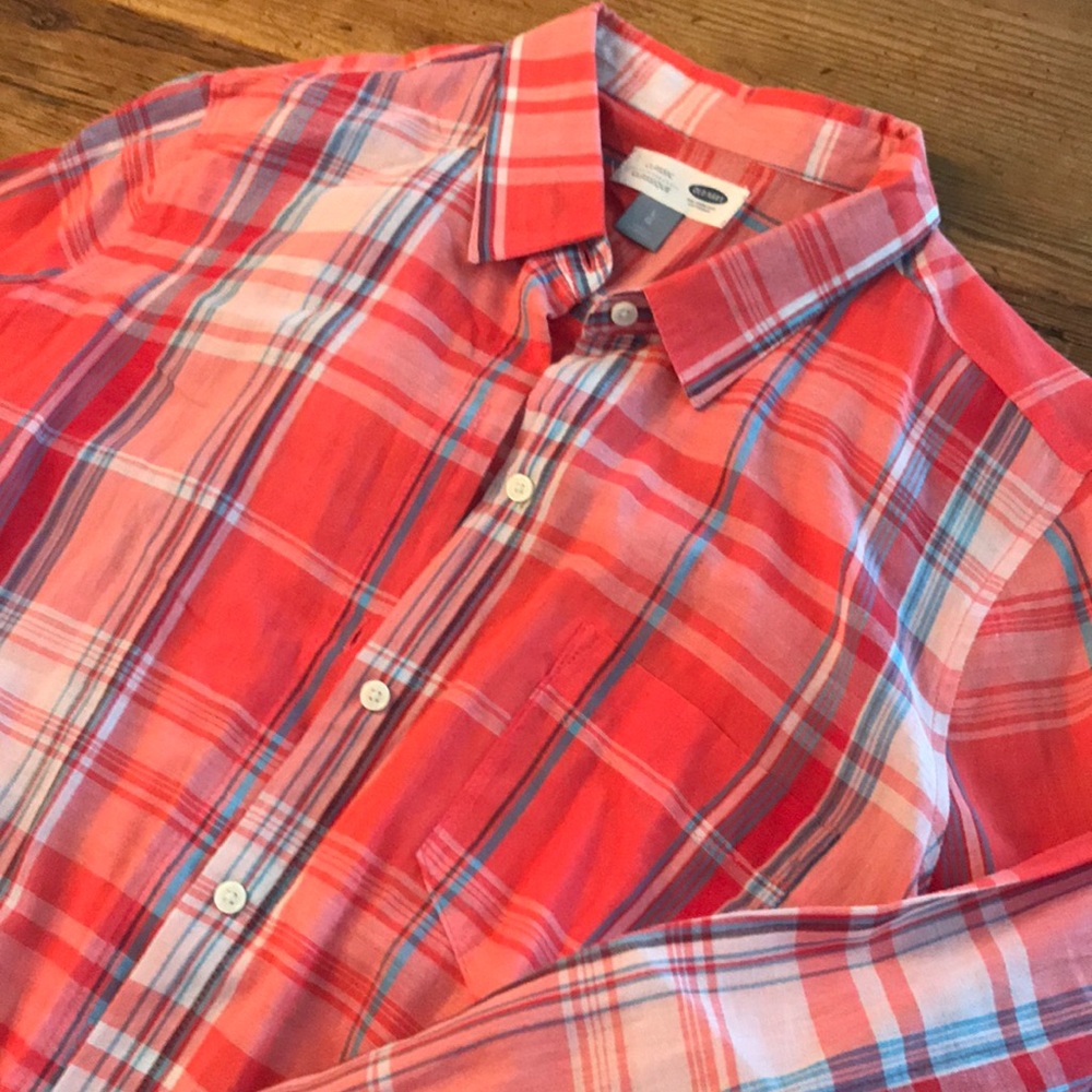 Orange plaid blouse
